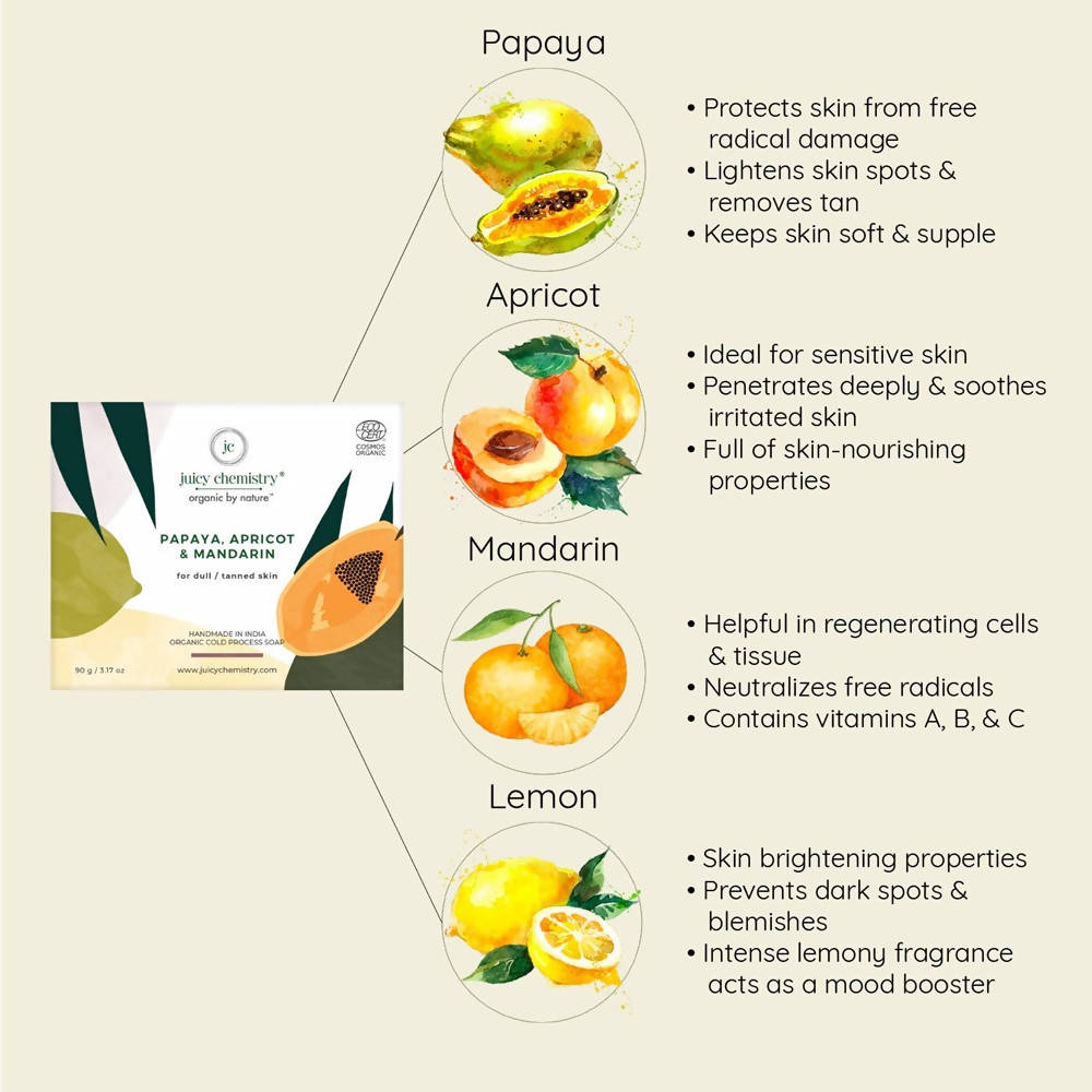 Juicy Chemistry Papaya, Apricot & Mandarin Soap For Dull & Tanned Skin
