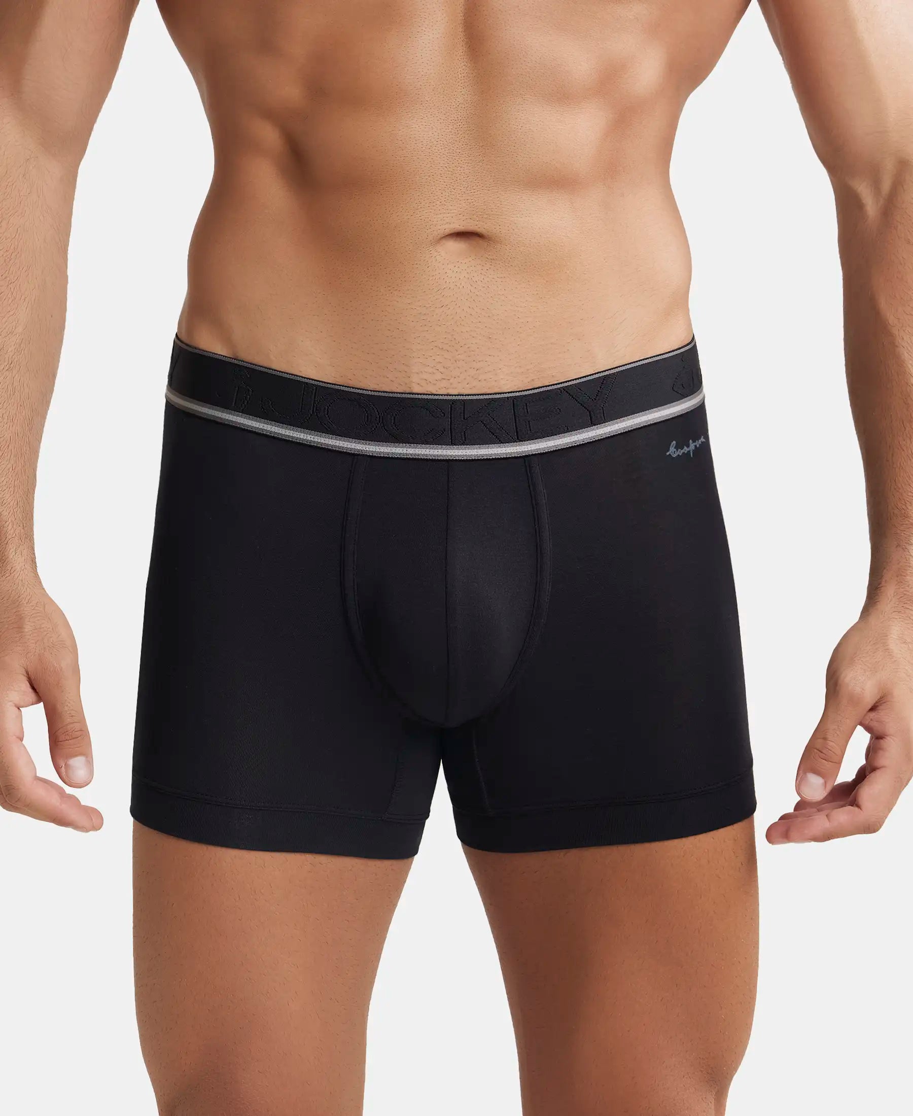 Tencel Micro Modal Elastane Stretch Solid Trunk with Natural StayFresh Properties - Black