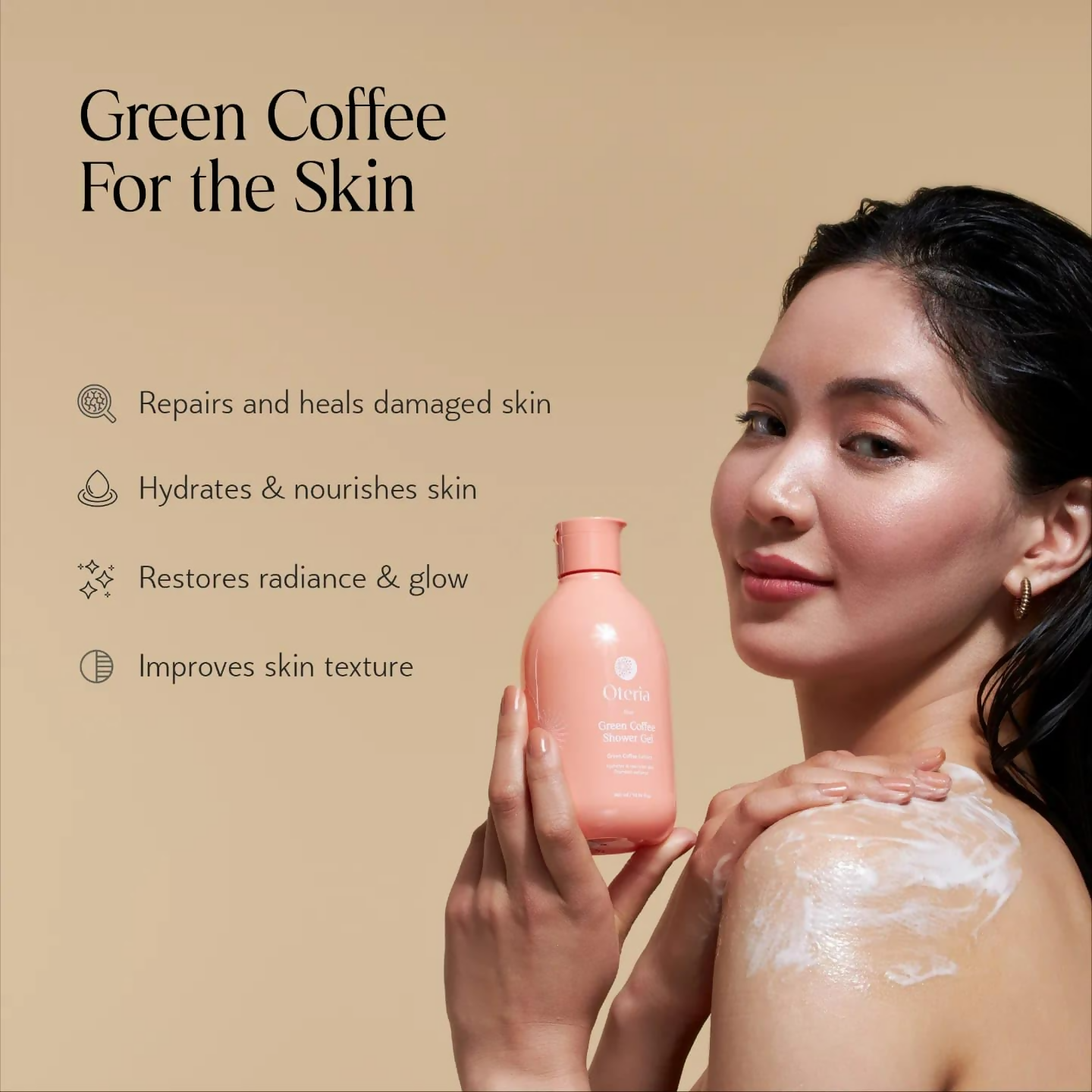 Oteria Premium Exfoliating Green Coffee Body Wash For Shower Gel & Energizing Shower Experience