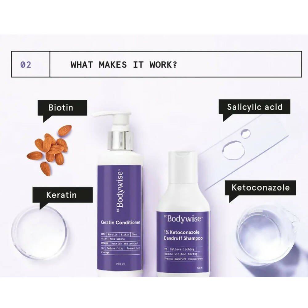 BeBodywise 1% Ketoconazole Dandruff Shampoo and Keratin Conditioner - Vamzn#