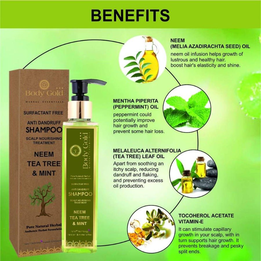 Body Gold Anti Dandruff Shampoo With Neem Tea Tree & Mint - Vamzn#