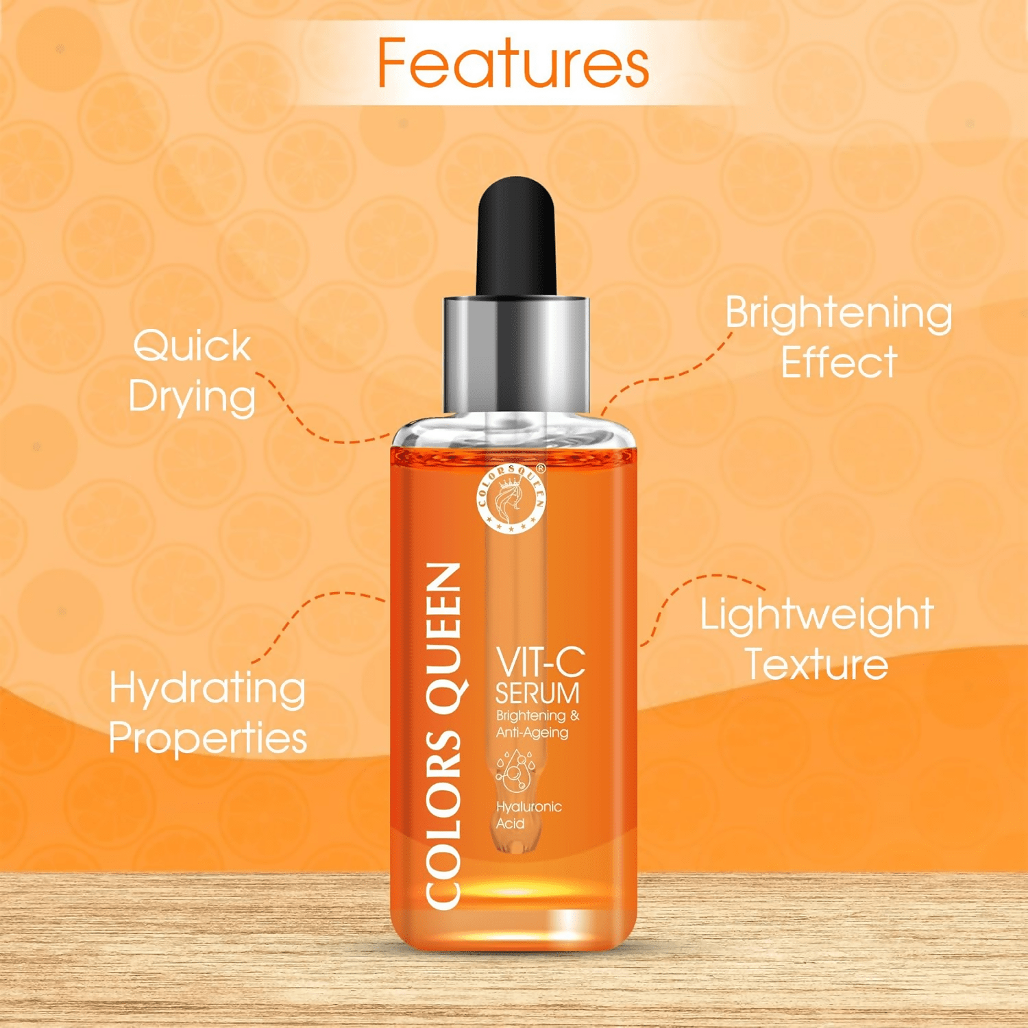 Colors Queen Vitamin C Face Serum For Glowing Skin With Hyaluronic Acid - Vamzn#