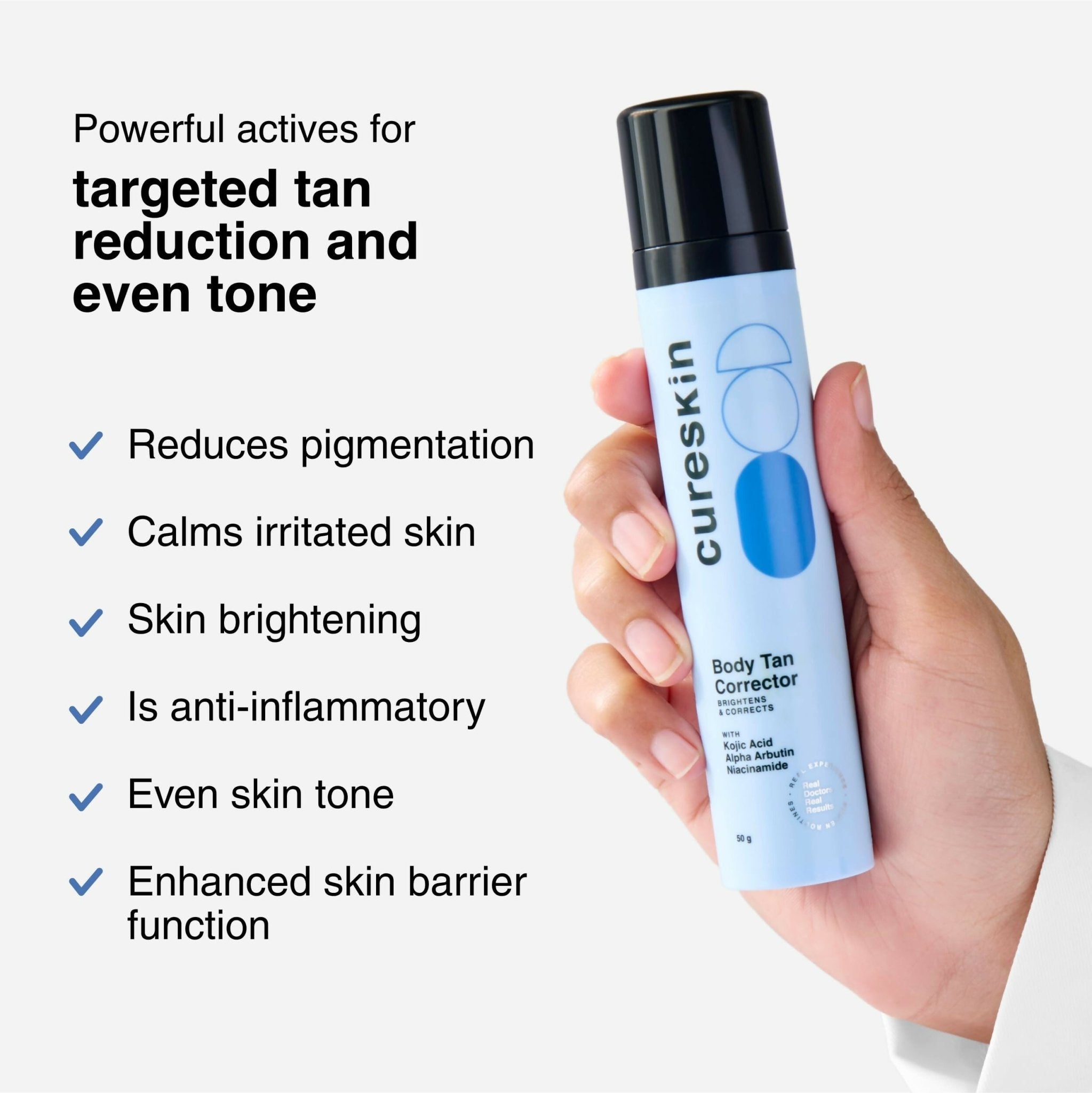 Cureskin Body and Face Tan Corrector - Remove Tan & Achieve Brighter Skin with Kojic Acid, Alpha Arbutin and Niacinamide - Vamzn#