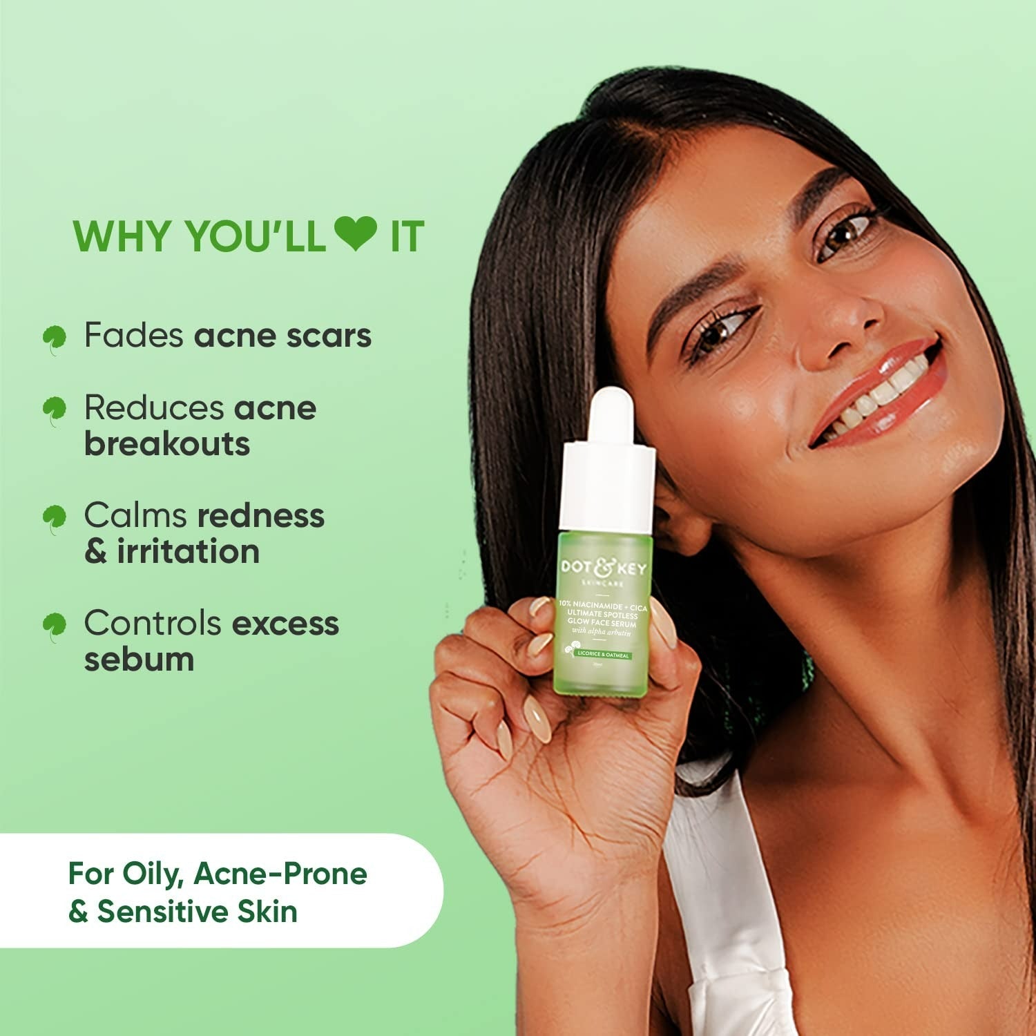 Dot & Key 10% Niacinamide Cica Glow Face Serum, Fades Acne Scars & Dark Spots - Vamzn#