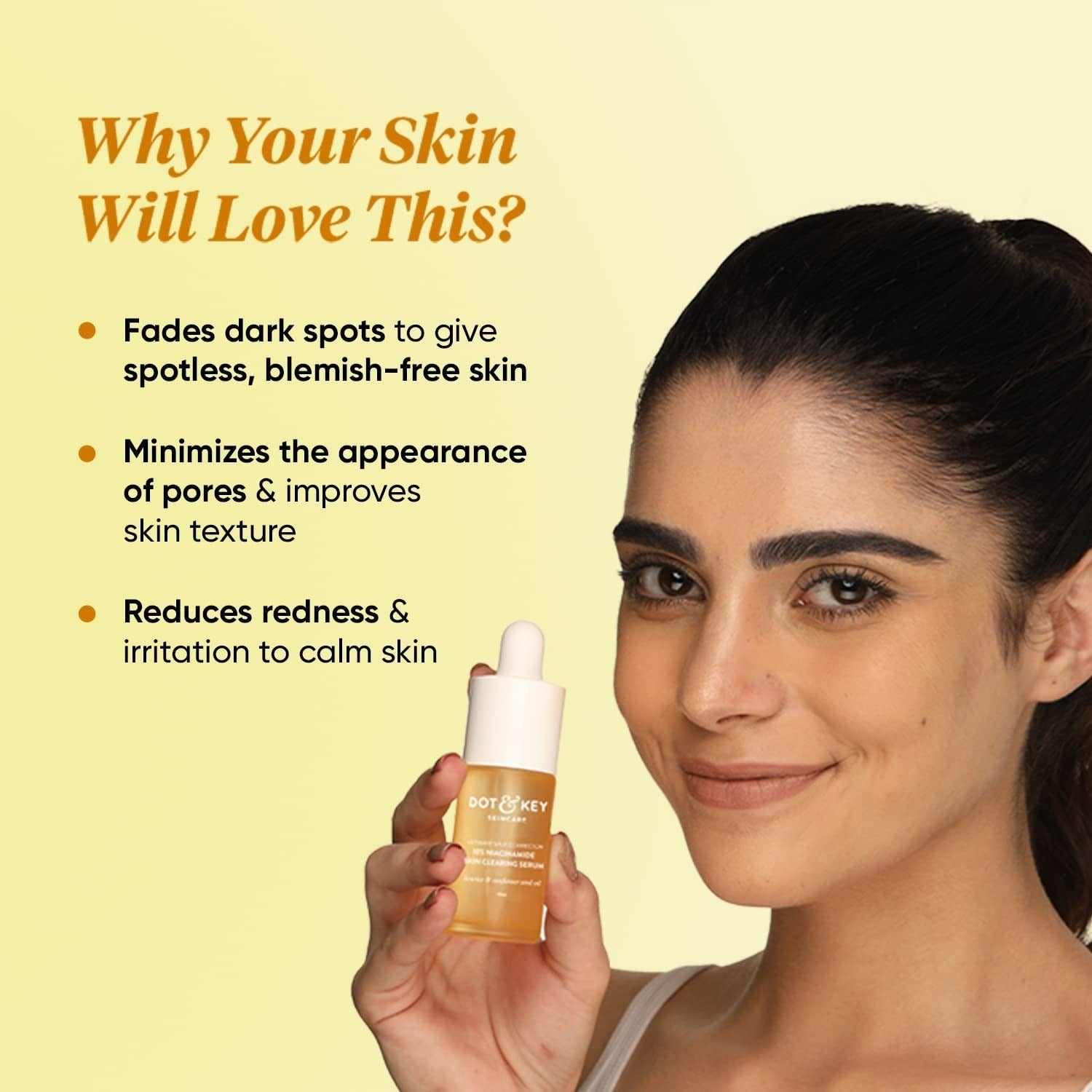 Dot & Key 10% Niacinamide Skin Clearing Face Serum With 10% Niacinamide, 1% Zinc & Sunflower Seed Oil - Vamzn#