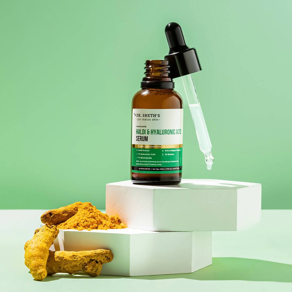 Dr. Sheth's Haldi & Hyaluronic Acid Face Serum with 1% Niacinamide For Hydration, Plump & Bouncy Skin, For All Skin Types - Vamzn#