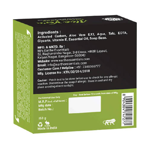 Earthe Essentials Premium Aloe Vera & Activated Carbon Soap - Vamzn#