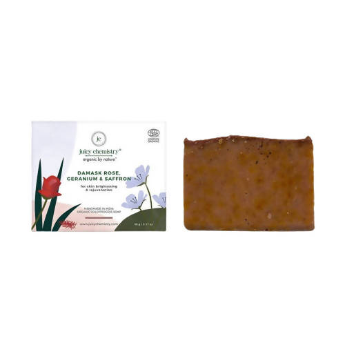 Juicy Chemistry Damask Rose, Geranium & Saffron Soap For Skin