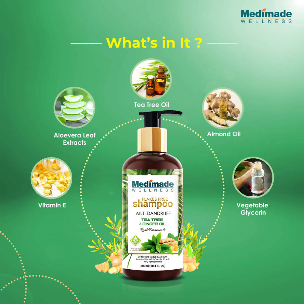 Medimade Wellness Flakes Free Anti Dandruff Shampoo with Tea Tree and Ginger Oil