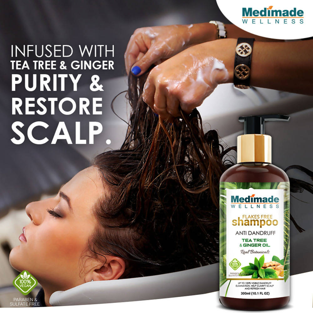 Medimade Wellness Flakes Free Anti Dandruff Shampoo with Tea Tree and Ginger Oil