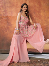 Pink Georgette Embroidered Designer Suit