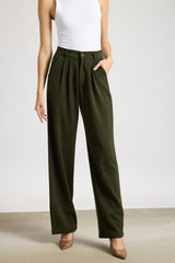 Women's Pleated Olive Korean Pants