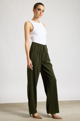 Women's Pleated Olive Korean Pants