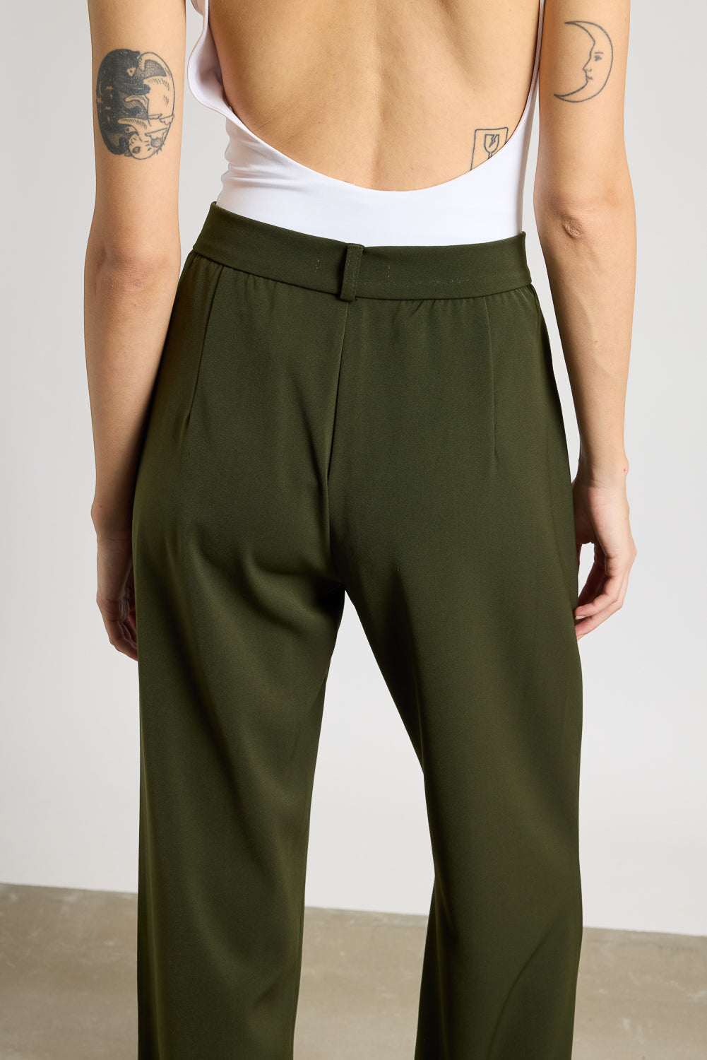 Women's Pleated Olive Korean Pants