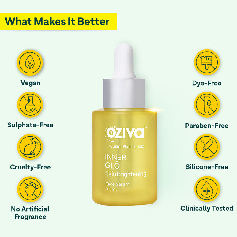 OZiva Plant Based Inner Glō Skin Brightening Face Serum