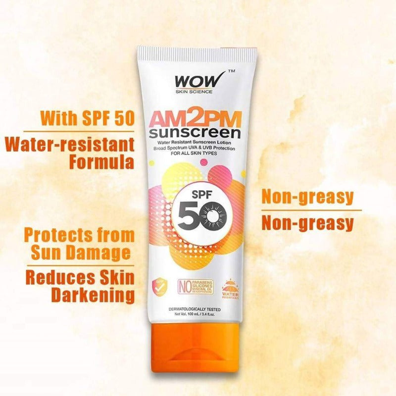 Wow Skin Science AM2PM SPF50 Water Resistant & Mineral Oil Sunscreen Lotion