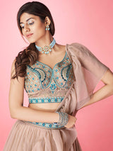 Rose Taupe Art Silk Designer Lehenga