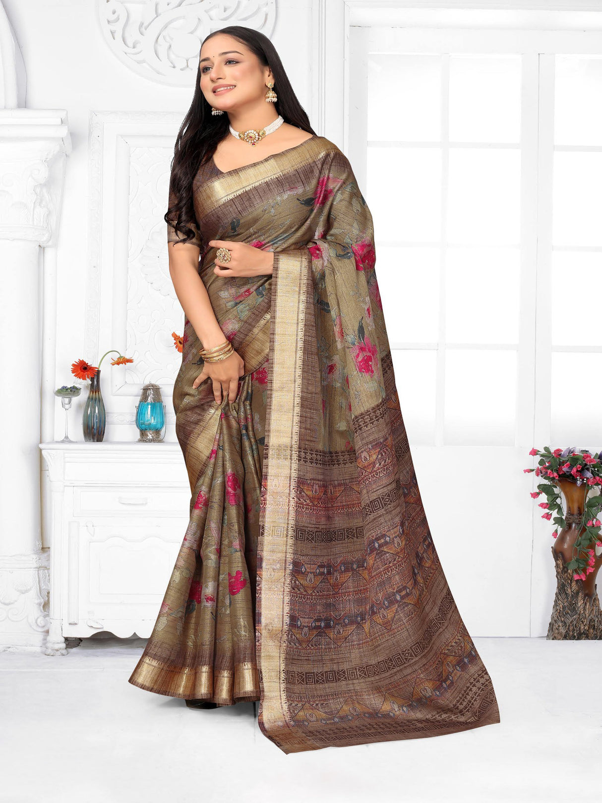 Light Purple Chanderi Silk Saree