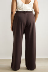 Women's Curve Pleated Dark Brown Korean Pant