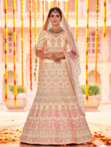 Yellow Crepe Embroidered Designer Lehenga