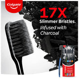 12 Pcs Colgate Slim Soft Charcoal Toothbrush 17x Slimmer Soft Tip Bristles - Vamzn#