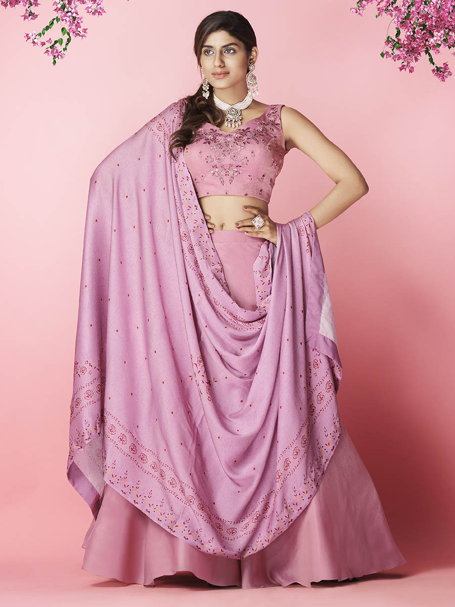 Lilac Art Silk Designer Lehenga