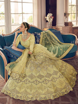 Lime Yellow Crepe Embroidered Lehenga