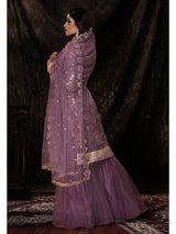 Onion Net Embroidered Sharara Suit