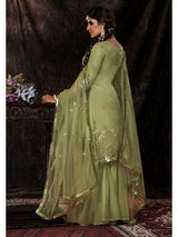 Parrot Net Embroidered Sharara Suit