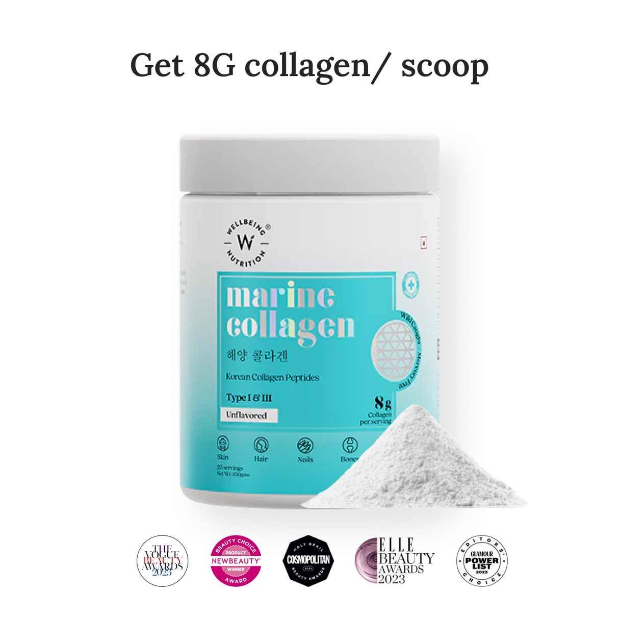 Pure Korean Marine Collagen Peptides | Unflavored | Combat Signs of Ageing