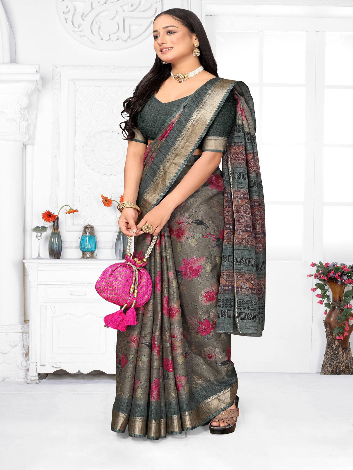 Light Purple Chanderi Silk Saree