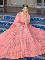 Pink Georgette Embroidered Designer Lehenga Choli