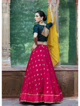 RANI & DARK GREEN Georgette Embroidered Designer Lehenga