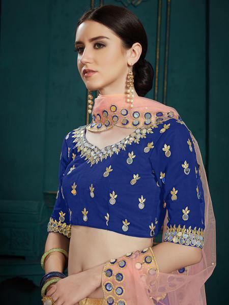 Navi Blue Georgette Embroidered Lehenga