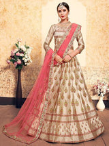 Tortila Brown Satin Embroidered Lehenga