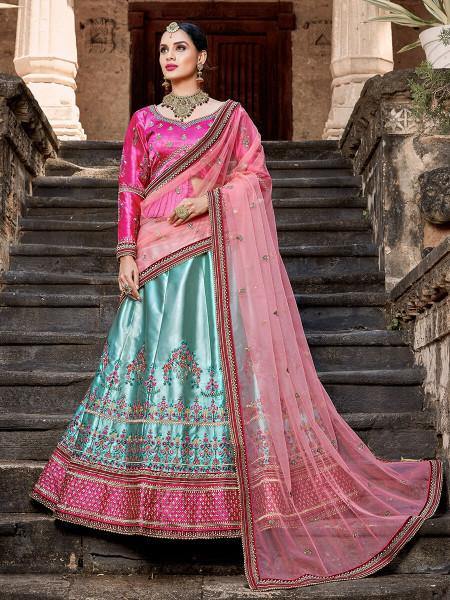 Skyblue Embroidered Lehenga