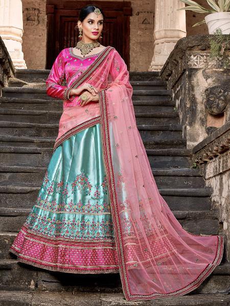 Skyblue Embroidered Lehenga