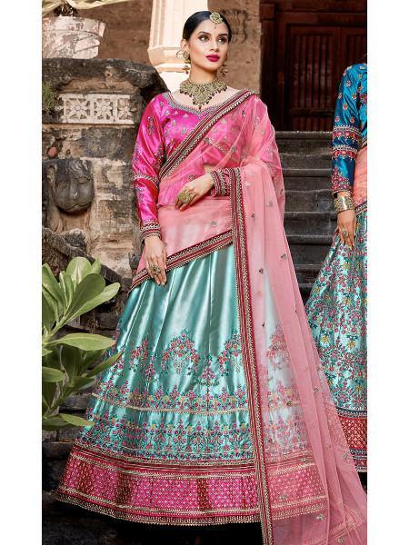 Skyblue Embroidered Lehenga