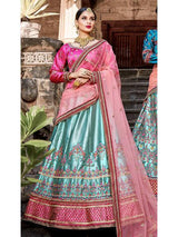 Skyblue Embroidered Lehenga