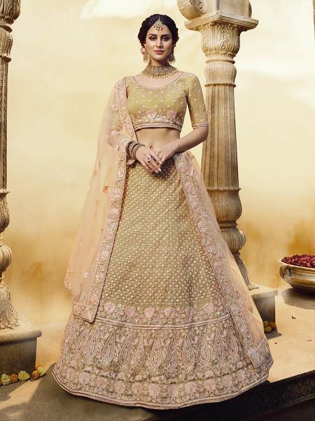 Golden Heavy Embroidered Georgette Lehenga