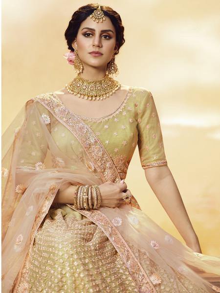 Golden Heavy Embroidered Georgette Lehenga