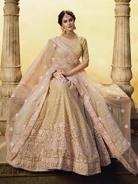 Golden Heavy Embroidered Georgette Lehenga