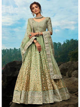 Pastel Green Art Silk Lehenga