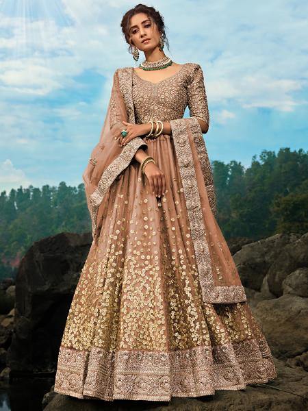 Light Brown Art Silk Lehenga