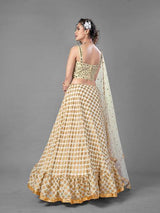 White Heavy Embroidered Viscose Silk bridal Lehenga