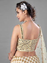 White Heavy Embroidered Viscose Silk bridal Lehenga