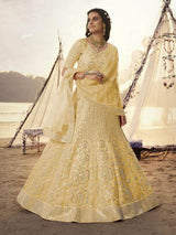 Yellow Embroidered Organza bridal Lehenga