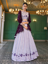 Lavender Georgette Embroidered Designer Lehenga