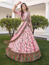 Pink Silk Heavy Embroidered Lehenga