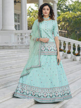 Sky Blue Embroidered Designer Lehenga